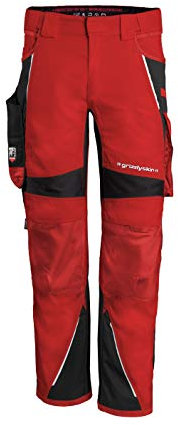 Grizzlyskin Bundhose Rot/Schwarz S62 - Unisex Workwear Arbeitshose für Männer und Damen mit vielen Taschen, Cordura-Schutzhose