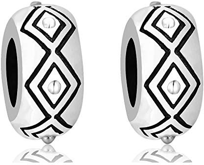 LOVANS Charms Stopper Vintage 925 Sterling Silber für Armband mit Gummi Clip Stopper Charms für Bead Charm Armband Spacer