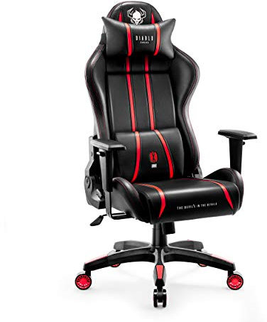 DIABLO Sedia Gaming Ergonomica X-One 2.0 | Poltrona Gaming con Braccioli Regolabili, Supporto Lombare, Funzione di Inclinazione | Sedia Gamer, Gaming Chair 136 kg | Normal (L) | Rosso
