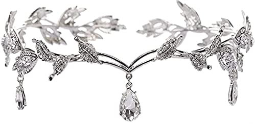 Hochzeit Kristall Kopfschmuck, Strass Blatt Hochzeit Krone Stirnband, Strass Crystal Bridal Tiara für Hochzeit Abschlussball Geburtstag, Hair Pin Hochzeitsparty