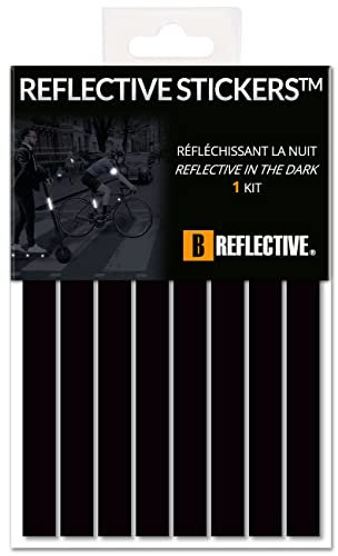 B REFLECTIVE - Kit 8 Aufkleber Retro Reflektierende Bänder Roller, Fahrrad, Motorrad,... - Aufkleber Multi Supports - 3M™ Technologie - Hohe Sichtbarkeit - Optimierte Haftung - Schwarz