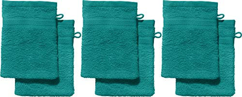 REDBEST Waschhandschuhe, Waschlappen 6er-Pack Chicago smaragdgrün Größe 15x21 cm - saugstark, strapazierfähig, ideal für Reisen, Sport (weitere Farben)