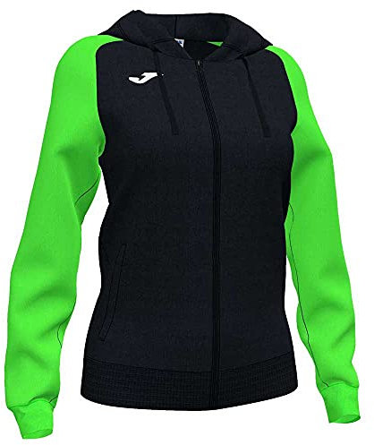 Joma Mujer Sudadera con Capucha, Negro-Verde Fluor, L