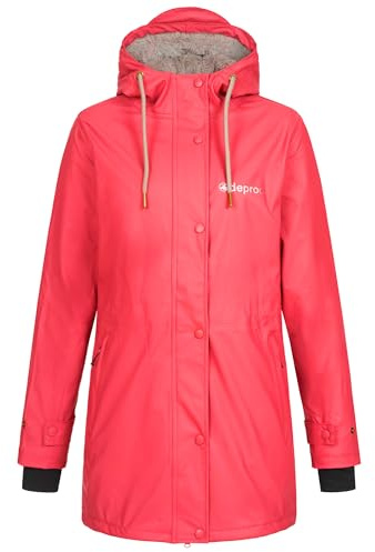Damen Friesennerz Regenmantel Regenjacke mit Kapuze Gefüttert Wasserdicht Wetterfest Windbreaker Übergangsjacke