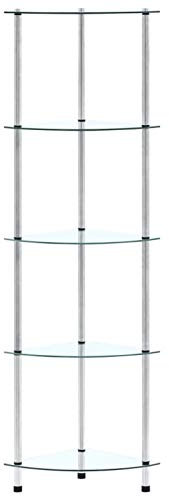 Susany Regal mit 5 Ablagen Glasregal Dekoregal Sammlervitrine Standregal Glasvitrine Bücherregal Vitrinenschrank Transparent Hartglas 30x30x130 cm