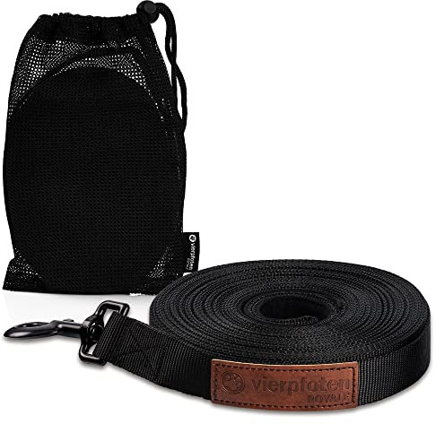 VierPfoten Schleppleine für Hunde, 5m, 10m, 15m, 20m, Robuste Hundeleine, Trainingsleine, Griffpolster, Aufbewahrungsbeutel, stabilem D-Karabiner (15m)