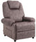 HOMCOM Manual Fabric Recliner Relax Armchair, Liegesessel mit abnehmbarer Fußstütze und Seitentasche, Braun