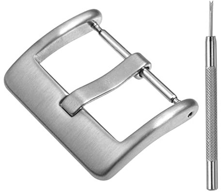 BISONSTRAP Ersatzschnalle für Uhrenarmband , Edelstahlverschluss für Smartwatch-Armbänder- 22mm, Gebürstetes Silber