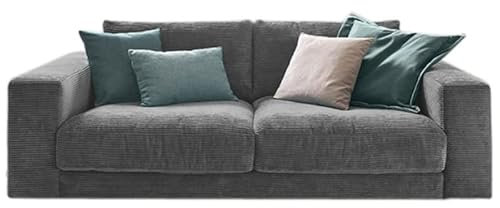 KAWOLA Big Sofa Cordsofa 2-Sitzer Madeline - Megasofa Couch Grau, Gepolstert, Relaxsofa 230x60x120 (BxHxT), Lounge Sofa Wohnzimmer Design
