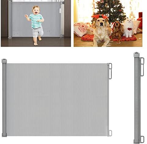 Retractable Stair Gate for Baby Pet, Extra Wide Baby Gate One-Hand Operation Safety Gate, Kids Safety Gate for Stairs, Hallways, Kitchen, Garden, Indoor and Outdoor 130 * 87cm(W*H)
