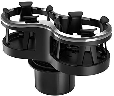 WANGCL 2 in 1 Double Hole Car Cup Holder Expander Adapter with Adjustable Base for Most Car Console Drinking Bottles