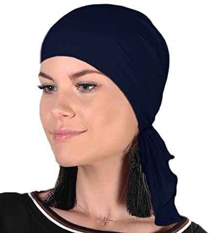 Soft Mütze aus Bambus Chemo Kopftuch für Frauen, Beanie für Damen, Mädchen || Sommer Herbst Frühling Long Slouch Beanie, Krebspatienten Kopfbedeckung Turban Eco Fiendly (Blau)