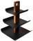 B4K® Elegante Obstschale und Servierplatte in einem: 3-stöckige Etagere aus Holz und Metall, Perfekt für Obst, Kuchen, Süßigkeiten, Brot und Snacks (Schwarz)