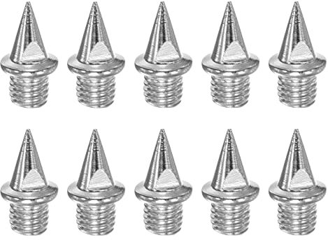 sourcing map 10uds Pista Púas 9,5mm Duro Acero Salto Clavos Reemplazo Púas para Alto Salto y Largo Salto Pista Zapatillas, Plateado Tono