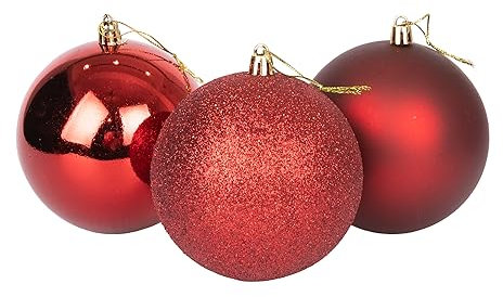 10cm/6Pcs Christmas Baubles Shatterproof Burgundy, Christmas Tree Decorations Ball Ornaments Balls Xmas Hanging Decorations Holiday Decor - Shiny,Matte,Glitter
