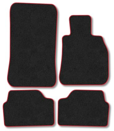 Compatible with Car Mats for BMW 1 Series (2004-2011) [Hatchback] Carpet | Red Edge Trim Tailored Fit Floor Mats Full Coverage Protection Accessories Easy Clean Anti Slip Made in the UK