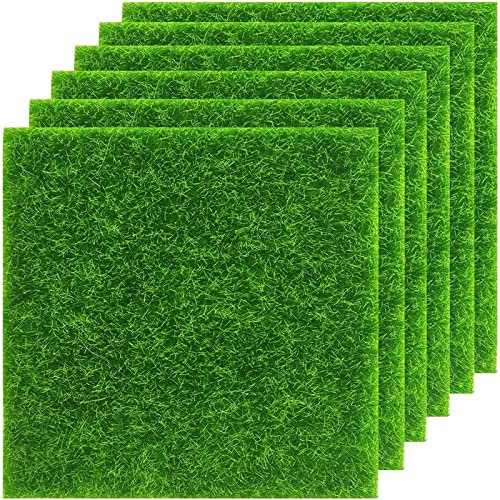 Kunstrase 6 Pcs Kunstrasen Rasen 15 X 15 cm KüNstliche Grasmatte FüR Tiere Hunde Katzen Moosrasen FüR Feengarten Basteln