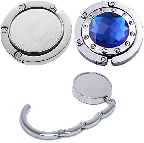 2 pièces Crochet de Sac à Main Accroche Sac Pliable en Métal avec Crystal de 1 Couleurs Portable Crochet Table Cintre pour Suspension de Sac à Main Petits Objets Bijoux Colliers Porte-Clés