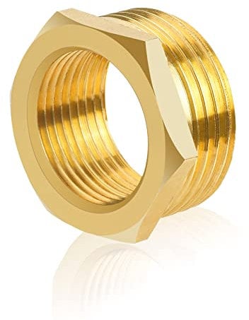 nutmanel Reduzierstück 1 auf 3/4 Zoll aus Messing, Reduzierung 1 Zoll auf 3/4 Zoll (AG Ø 33,2mm x IG Ø 24,1mm) Außengewinde x Innengewinde für Rohranschluss