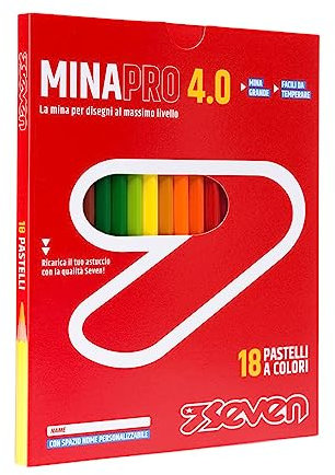 Seven Buntstifte-Set - Box mit 18 Stück - Packung Buntstifte für Schule, Büro - MINA 4.0 - Beschriftungsfeld Name