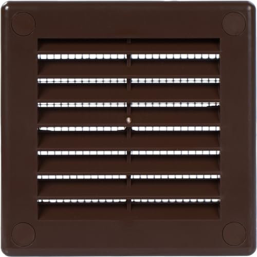 Vent Systems Griglia di ventilazione quadrata piatta in plastica marrone 7,6 x 7,6 cm (dimensioni di apertura), deflettore di ventilazione HVAC 10,2 x 10,2 cm (dimensioni complessive)