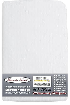 Leonado Vicenti Matratzenschoner 90x200 cm 2 Stück mit Rundumgummizug 100% Wasserdicht Laken Inkontinenzauflage Matratzenschutz Wasserfest