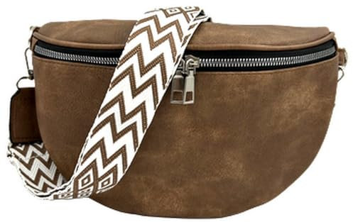 ayados Damen Crossbody Bag Bauchtasche Handtasche Schultergurt Cross body bag Tasche Schultertasche Umhängetasche 76232 (Dunkel-Taupe)