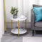 Pantanal Modern Round Marble Effect Coffee Table, 2 Tiers, White, 50x50x56cm