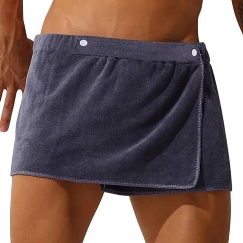 Oanviso Asciugamano da Bagno Uomo con Tasca Classico Colore Solido Pull-On Asciugamano da Bagno Gonna con Elastica Kilt da Sauna per Casa o Sauna Morbido Confortevole C Grigio (30 * 140) CM