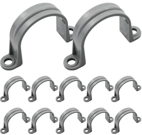 LOUZAGO Lot de 12 sangles de tuyau en PVC de 3,8 cm, 2 trous, supports de tuyau, sangles de conduit en plastique pour tuyaux en PVC, conduits, câbles