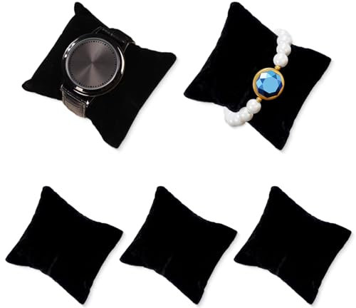 Tissting 5 Stück Samt Armband Kissen, 3,2x1,4 Zoll Schmuck Display Kissen Watch Bangle Cushions Armband Stand Holder für Einzelhandel, Geschenkbox, Boutique, Messen(Schwarz)