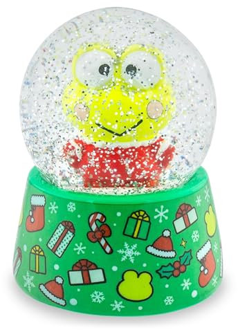 Silver Buffalo Schneekugel, Keroppi Holiday Mini, 7,6 cm hoch, Grün, Klassisch, Glas, Harz