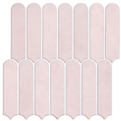 Commomy Piastrelle Adesive Cucina Bagno, Paraschizzi Adesive Bagno Cucina Autoadesive, Matte Rosa Fard, 30 x 30 cm, 10 Pezzi, PVC Pannelli Decorativi 3D per Parete
