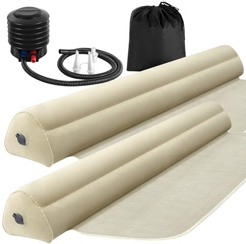 Eurhomewit 2er-Pack Rausfallschutz Aufblasbar für Kinder, 148CM Tragbares Reise Rausfallschutz mit Beflockung, Weich und Atmungsaktiv Bettgitter Rausfallschutz für Doppelbetten, Boxspringbett