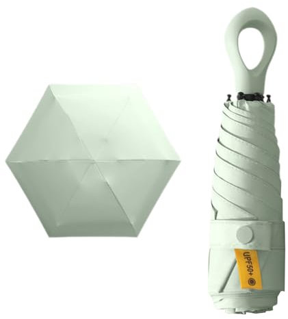 ZBHDEYG 1 mini paraguas de bolsillo, protección UV para exteriores, sombrilla portátil, sombrilla ligera, paraguas de bolsillo, verde, verde