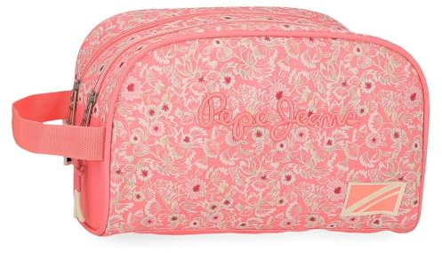 Pepe Jeans Nahid Beauty case a due scomparti adattabile rosa 26 x 16 x 12 cm Poliestere by Joumma Bags, Rosa, 26x16x12 cms, Beauty case a due scomparti adattabile