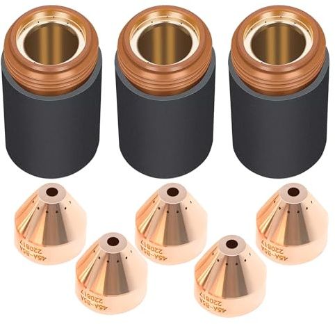 220854 Plasmaschneider Haltekappe für Hypertherm, 3 Stück Plasmaschneidbrenner Haltekappe für Hypertherm Powermax 45XP 65 85 105 HRT HRTs MRT 45A-105A (mit 5 Düsen)