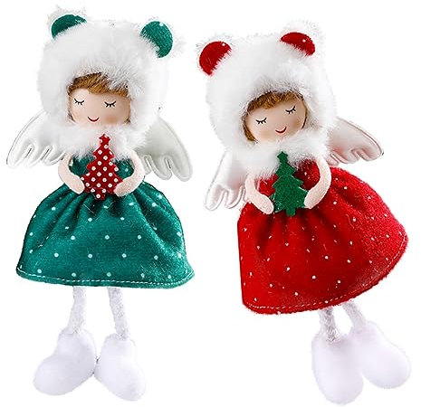 PRETYZOOM 2 Pz Fascino Ragazza Angelo Peluche Bambola Angelo Addobbi Per L'albero Di Natale Ciondolo Appeso All'albero Di Natale Bambola Angelo Appesa Ciondolo Bambola Di Natale Panno