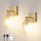 Klighten 6000mAh Kabellos Akku Wandleuchte mit Fernbedienung,2PCS Aufladbare Wandleuchte,Batterie Wandleuchten Innen mit Glasschirm,Wandlampe akku 3000K Warmweiß,für Wohnzimmer Mit Glühbirne,Gold