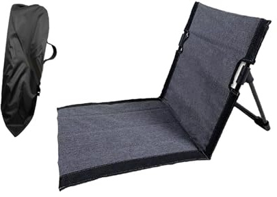 Harilla Strandsitzkissen, Strand Klappstuhlpolster, Bleacher Kissen, Sitzpolster mit Tragetasche, Camping Zubehör, Bodenstuhl mit Rückenstütze für Garten, grau 39x40x38 cm