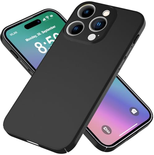 NALIA Ultra Slim Hardcase für iPhone 16 Pro Max - Hülle, Schwarz | Erhöhter Kamerarand, Kabelloses Laden, Kratzfestes Polycarbonat, Rutschhemmende Silk-Touch Oberfläche, PUREFIT