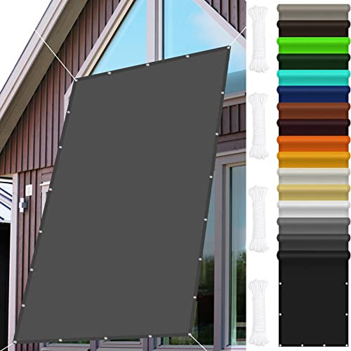 Toldo rectangular impermeable de 4 x 5 pies, protección UV, a prueba de polvo, protección solar, para actividades al aire libre, tela gris oscuro con cuerda gratis