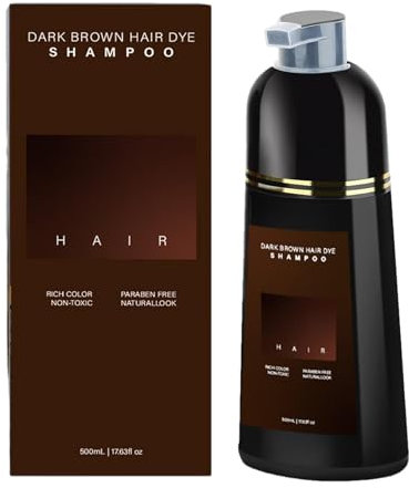Dunkelbraun Haarfärbeshampoo für graues Haar Sofort-Haarfarben-Shampoo Haarfärbemittel Haarfärbung in Minuten Hair Color Shampoo Natürliche und langanhaltende Farbe 500ml
