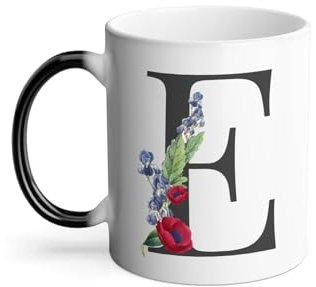Tazza termica reattiva, motivo: Elise Emma Eva, con lettera dell'alfabeto, nome fiori, 325 ml