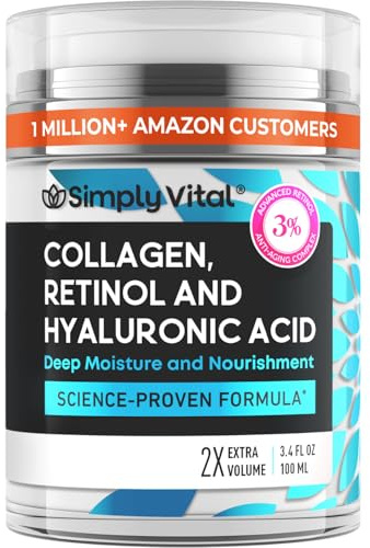 Anti-Aging Face Moisturizer with Retinol, Collagen & Hyaluronic Acid - Made in USA - Moisturizer Face Cream for Women & Men - Firming & Hydrating Neck Cream - Day & Night Skin Care - 3.38 fl oz