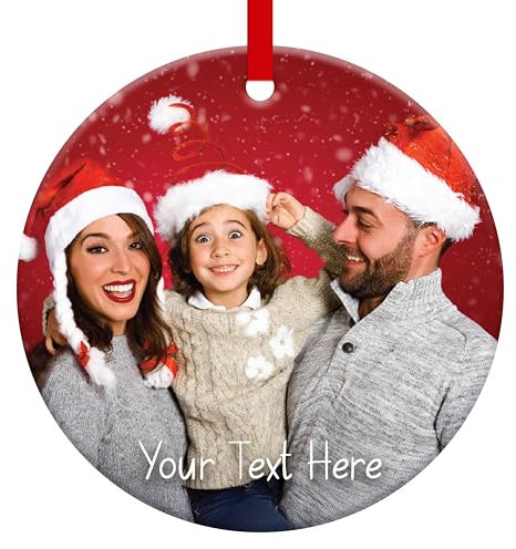 Personalised Christmas Bauble Custom Photo Text Baubles 2024 Christmas Tree Decorations Customised Ceramic Xmas Keepsake Gifts for Kids Mom Dad Fiends (Photo Bauble)