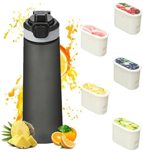 Oppingster Bouteille d'eau Avec 5 Capsules de Saveur 700ml, Bouteille d'eau Parfumée aux Fruits, Tasse d'eau Parfumée, Tasse d'eau de Sport Adaptée pour les Sports de Plein Air