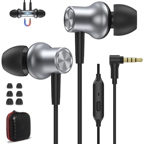 Auricolari In-Ear Cuffie per Laptop PC Chromebook 90 Gradi Cuffiette con Filo e Microfono Hi-Fi Stereo Magnetico Cuffie Isolamento Acustico Jack 3,5mm per iPhone iPad Galaxy Honor Redmi per Steam Deck