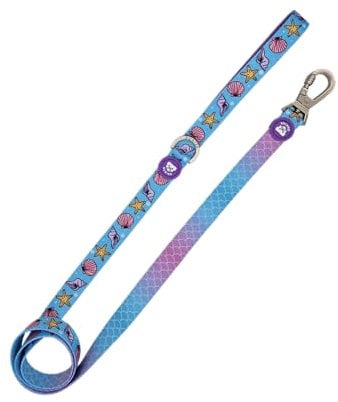 DUKIER - Hundeleine lang und robust mit Sicherheitskarabiner aus Neopren Mermaid Design Größe S