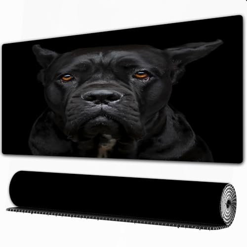 FEHWI Alfombrilla ratón 90×40 cm,Retrato en Primer Plano de una Hermosa Perra Cane Corso Negra. Raza Pura. Foto d,Mouse Pad con Superficie Suave y Base de Goma Antideslizante,Oficina y Gaming en casa